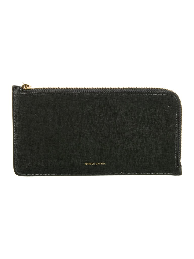 New Mansur Gavriel Grained Calfskin Leather Zip Card Holder Sand Wallet Nwt